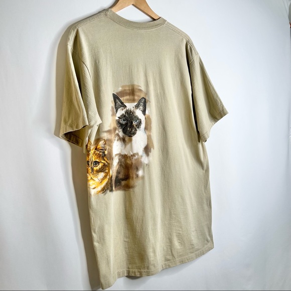 VINTAGE HAZELWOODS 1993 GRAPHIC CAT TEE SHORT SLEEVE 100% COTTON CHATEAU, MO - Picture 10 of 10
